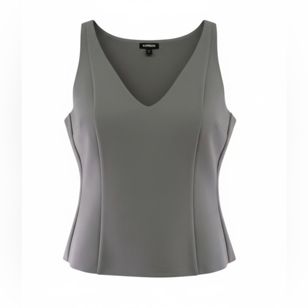 Express Gray V-Neck Tank Top XL NWT Pit 22”